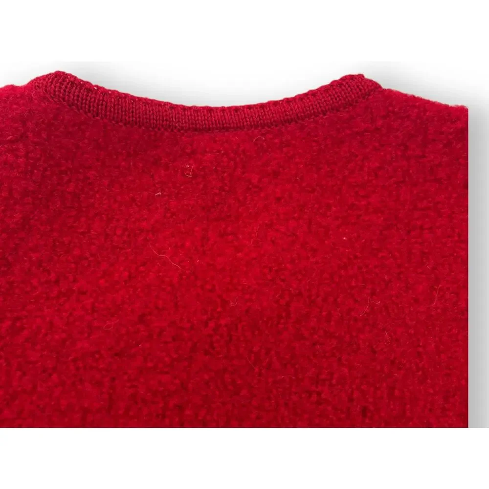 Vtg. Lands End Bouclé Jacket Wool Sweater Cardigan | Sz 10, Red Vintage - Picture 6 of 8